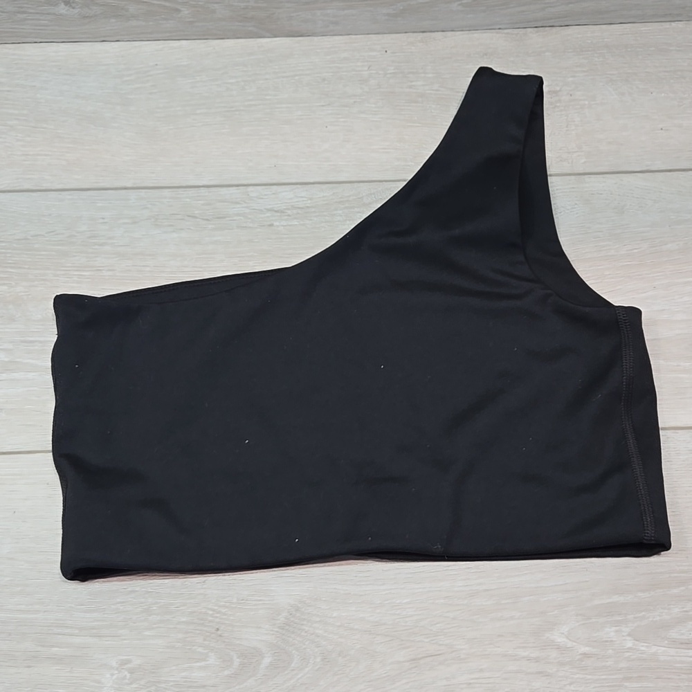 Girlfriend Collecrive Women Black One-Shoulder Crop Top Sz M Yoga - Picture 4 of 6